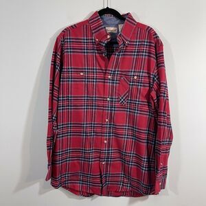 Backpacker Men's Red Plaid Button Down Flannel Shirt Size L
